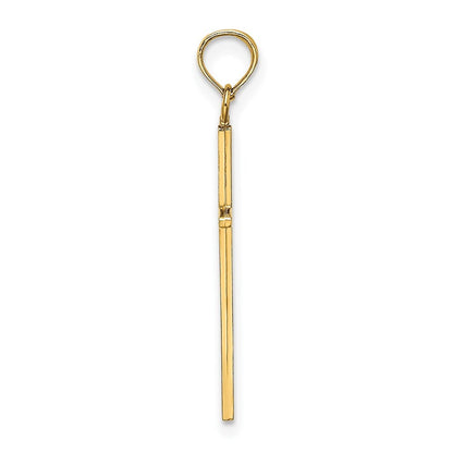 14k Yellow Gold 3-D and Polished Stick Cross Charm