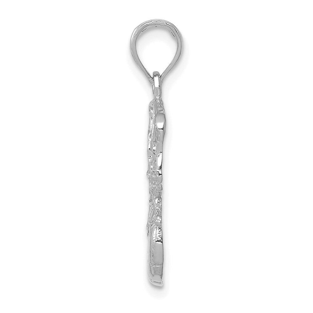 14k White Gold Swoosh Basketball and Net Pendant for Women