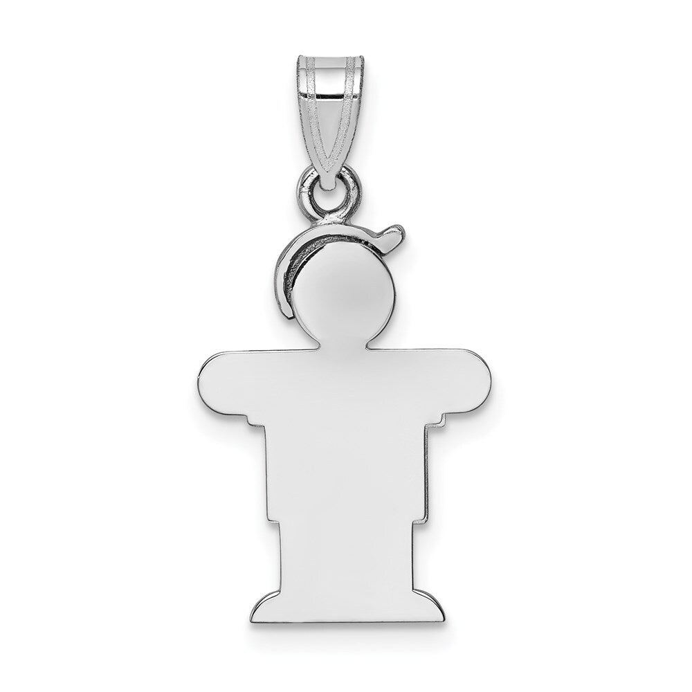 14k White Gold Small Boy Hat on Right Engravable Charm Pendant for Women