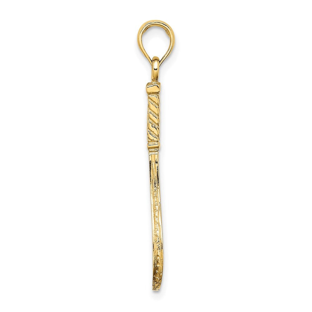 14k Yellow Gold Solid Polished 3-D Tennis Racquet Charm Pendant