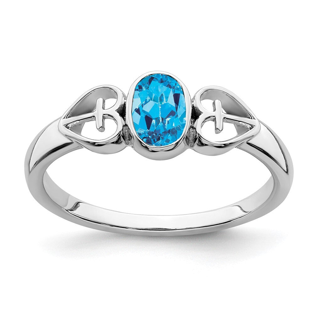Sterling Silver Rhodium-plated Blue Topaz Ring Size 6