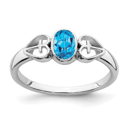 Sterling Silver Rhodium-plated Blue Topaz Ring Size 6