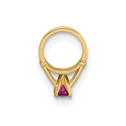 14k Yellow Gold 3-D July Ring with Dark Pink CZ Charm