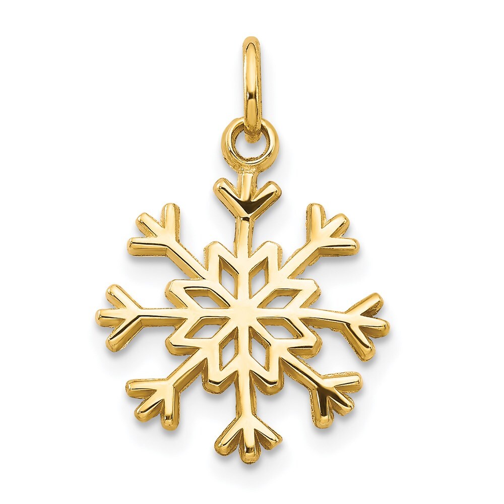 14k Yellow Gold Snowflake Charm Pendant for Women