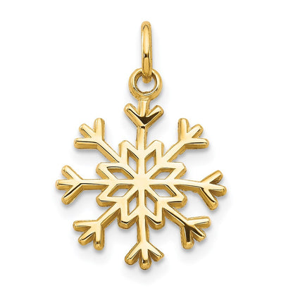 14k Yellow Gold Snowflake Charm Pendant for Women