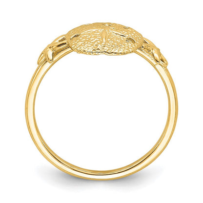 14K Yellow Gold Polished Sand Dollar Ring