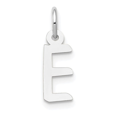 14k White Gold Small Slanted Block Letter E Initial Charm Pendant for Women