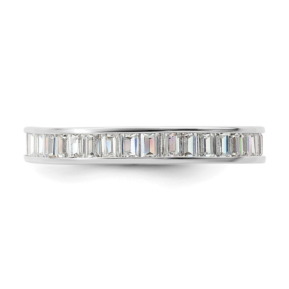 Sterling Silver Polished Rhodium-plated Channel Set CZ Band Size 8