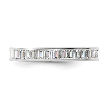 Sterling Silver Polished Rhodium-plated Channel Set CZ Band Size 8