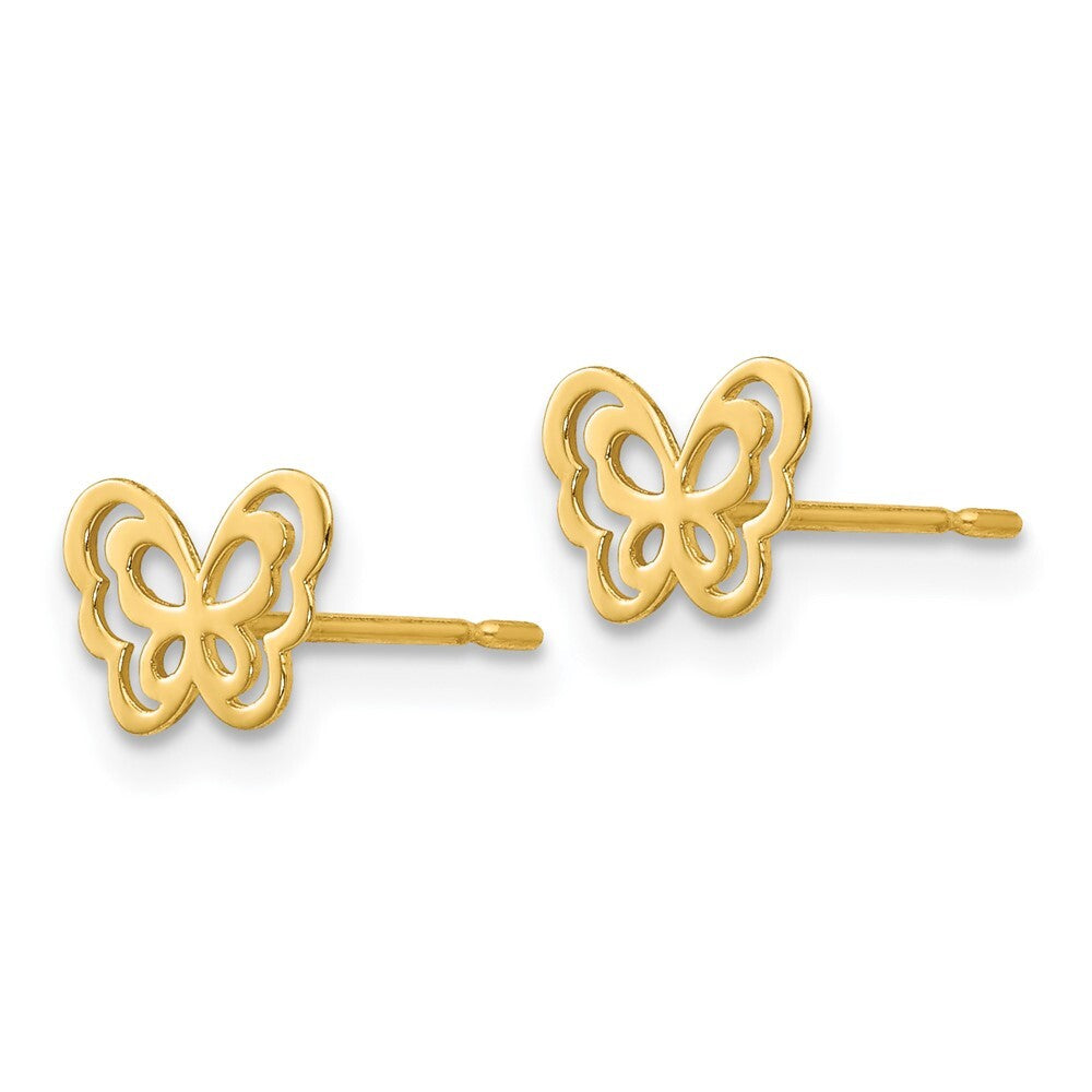 14k Yellow Gold Children's Butterfly Stud Earrings