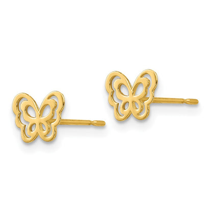 14k Yellow Gold Children's Butterfly Stud Earrings