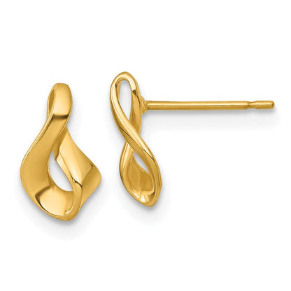 14k Yellow Gold Polished Fancy Twisted Stud Earrings Gift for Women