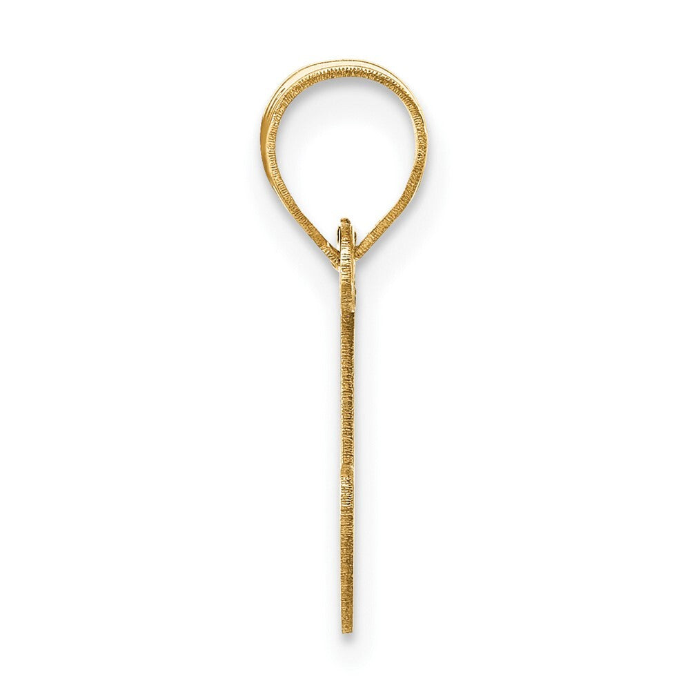 14k Yellow Gold Polished Bubble Letter J Initial Pendant for Women