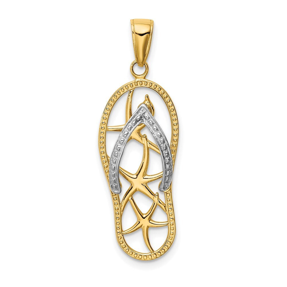 14k Two-tone Gold Starfish Flip-Flop Pendant for Women