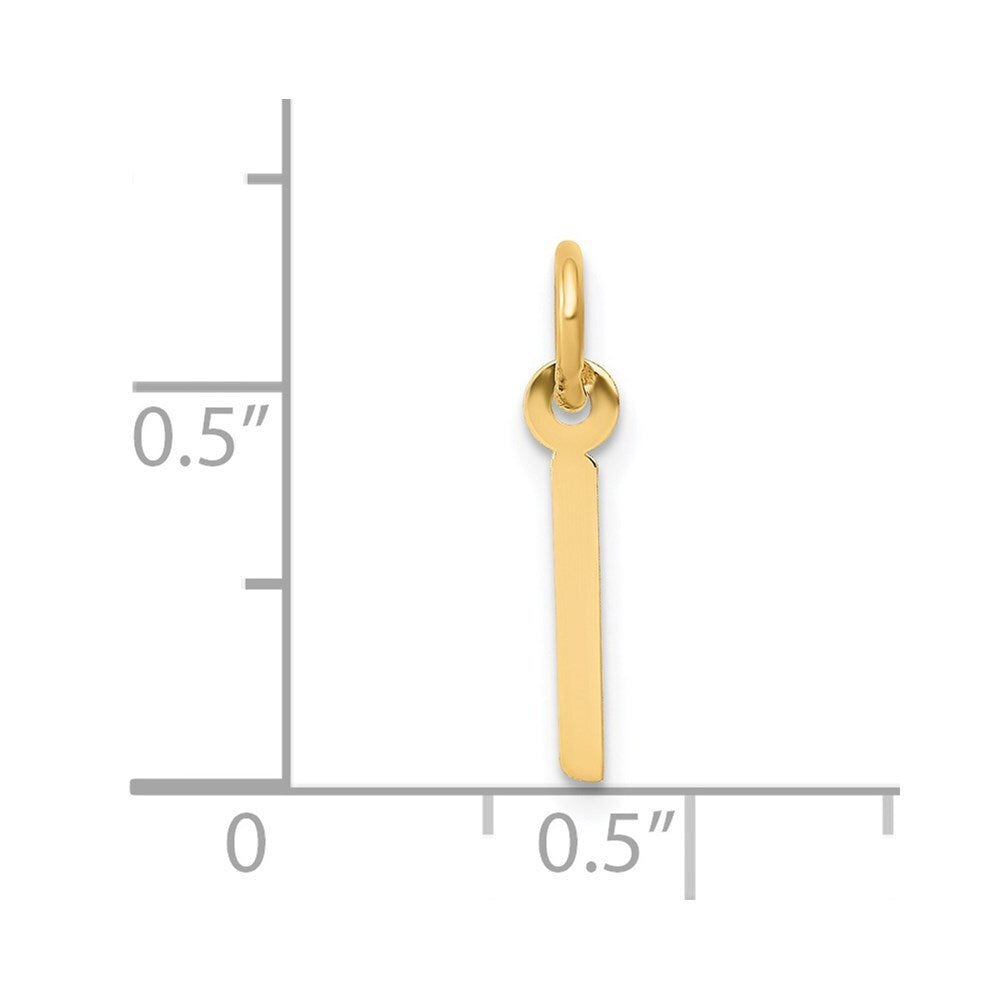 14k Yellow Gold Small Slanted Block Letter I Initial Charm Pendant for Women