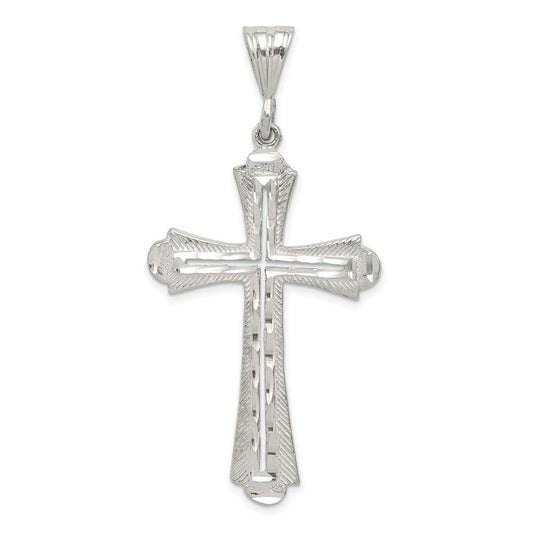 Sterling Silver Diamond-cut Cross Pendant Holiday Gift for Women