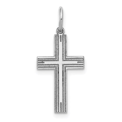 14k White Gold Solid Laser Etched Cross Pendant for Women