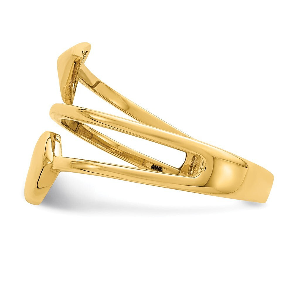 14K Yellow Gold Heart and Arrow Ring Size 7