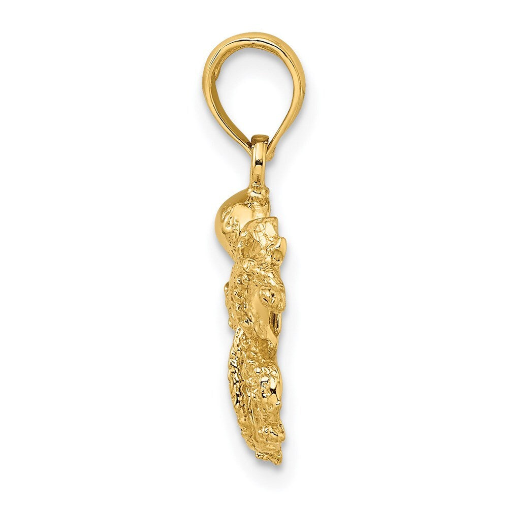 14k Yellow Gold Textured Octopus Charm Pendant for Women