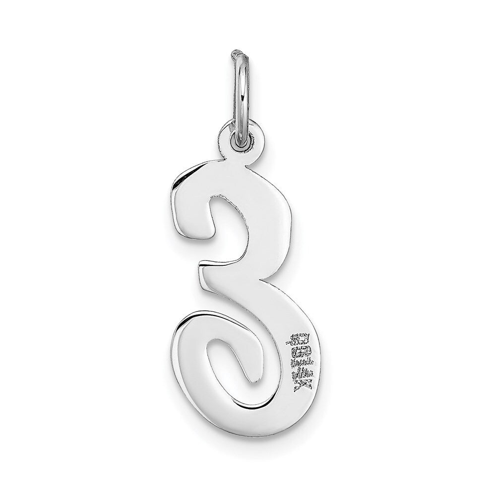 14k White Gold Large Script Letter E Initial Charm Pendant for Women