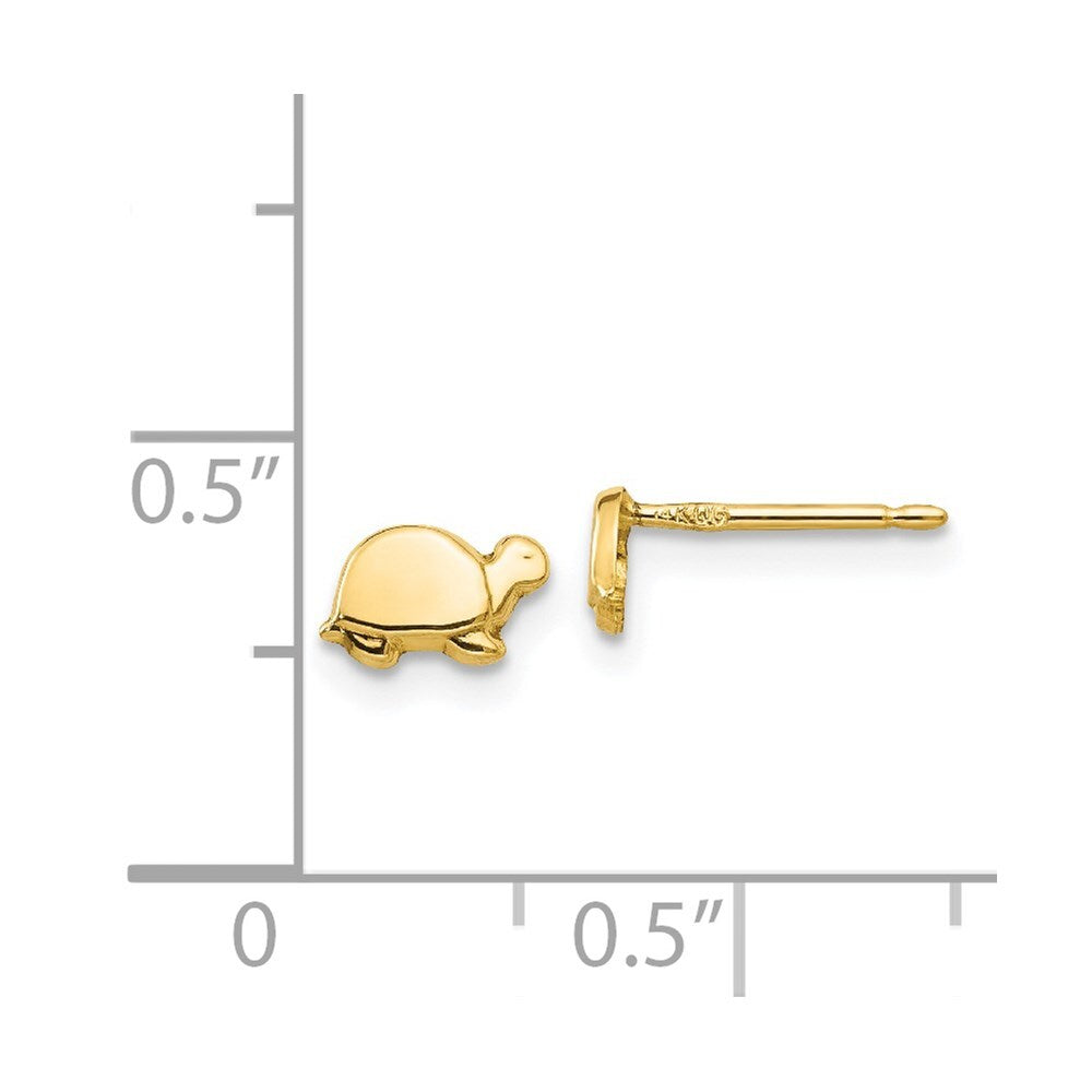 14k Yellow Gold Mini Turtle Stud Earrings Gift for Women