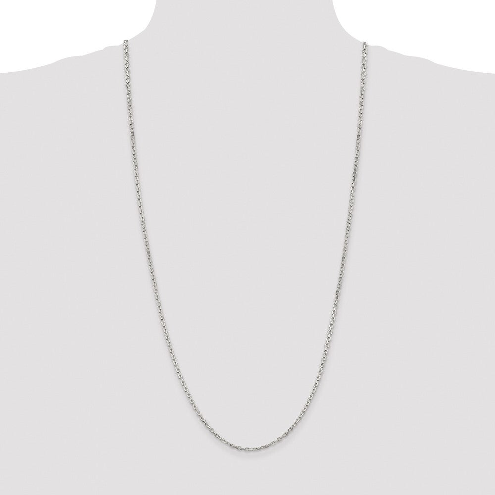 Sterling Silver Rhodium-plated 2.75mm Beveled Oval Cable Chain