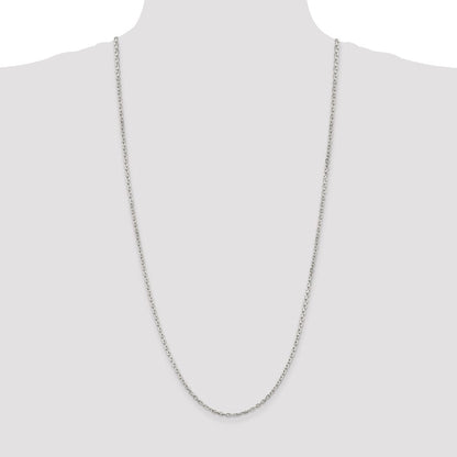 Sterling Silver Rhodium-plated 2.75mm Beveled Oval Cable Chain