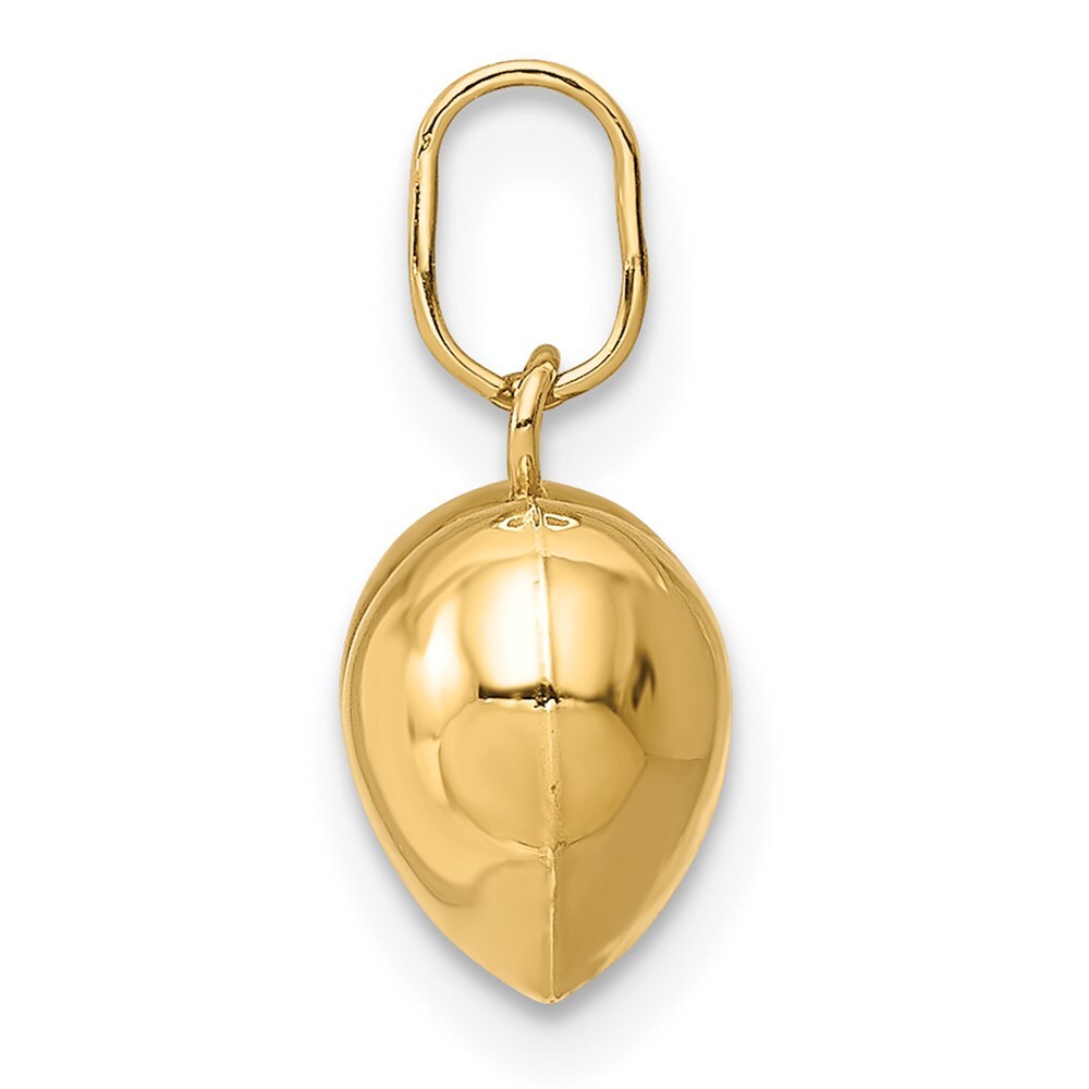 14k Yellow Gold Polished Puffed Heart Charm Pendant for Women