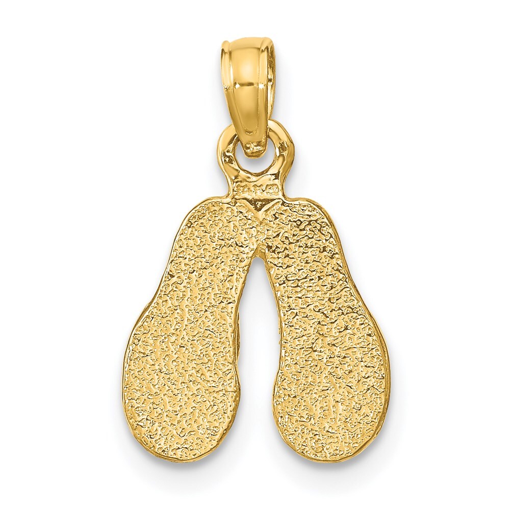 14k Yellow Gold 3D  Multi-Color Enamel Double Flip-Flop Charm Pendant