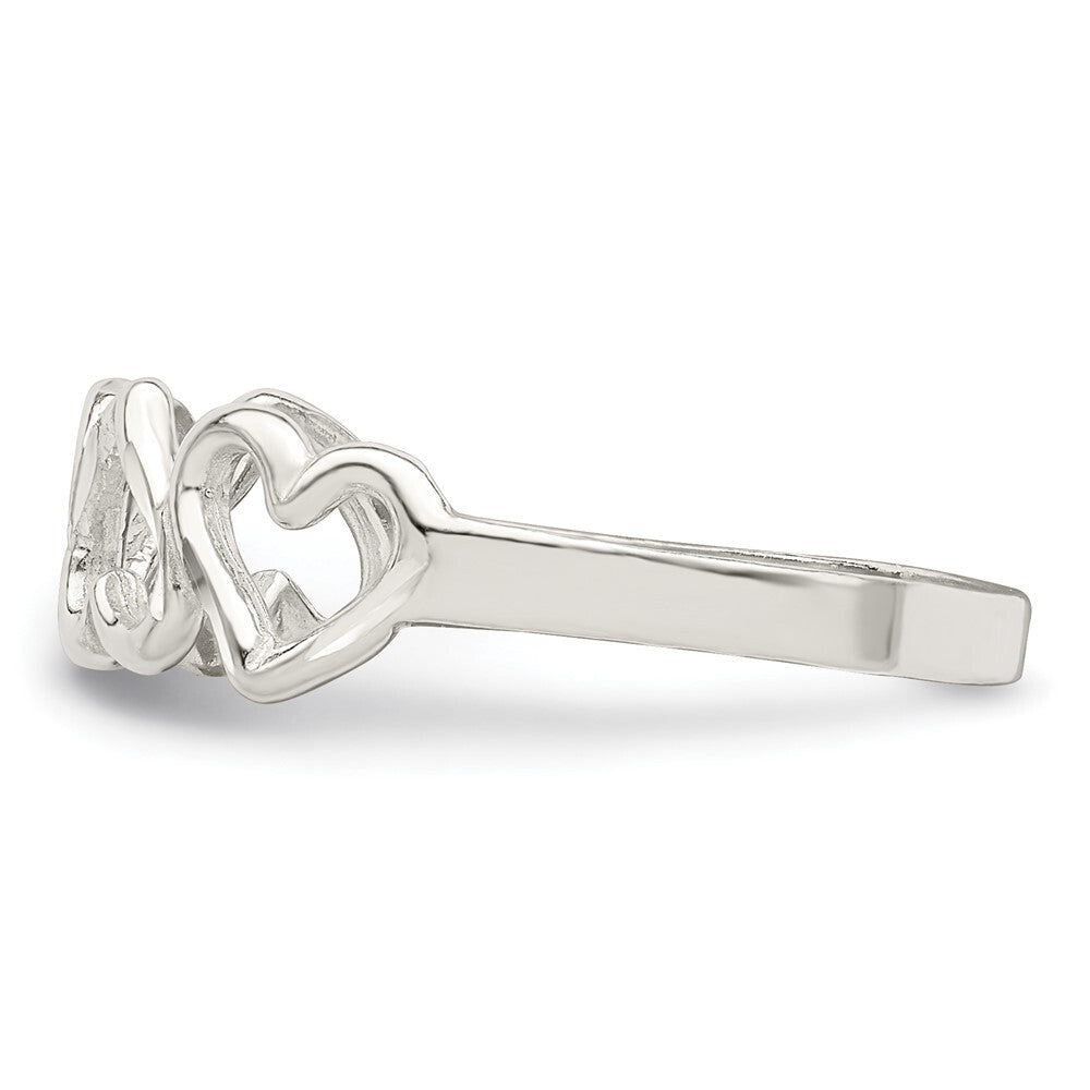 Sterling Silver Diamond-Cut Heart Ring Size 8