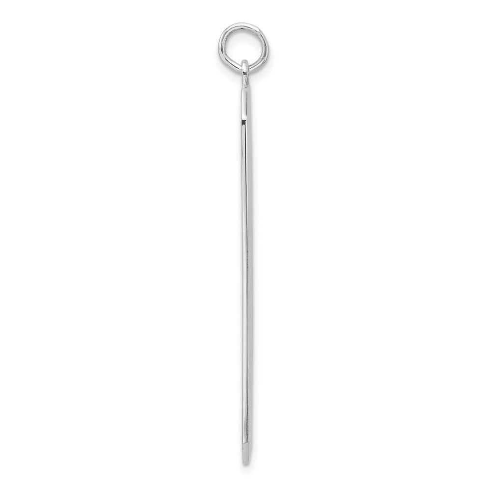 Sterling Silver Rhod-plate Eng. Rect. Polish Front/Satin Back Disc Charm