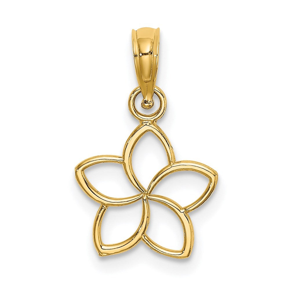 14k Yellow Gold Cut-out Plumeria Flower Charm