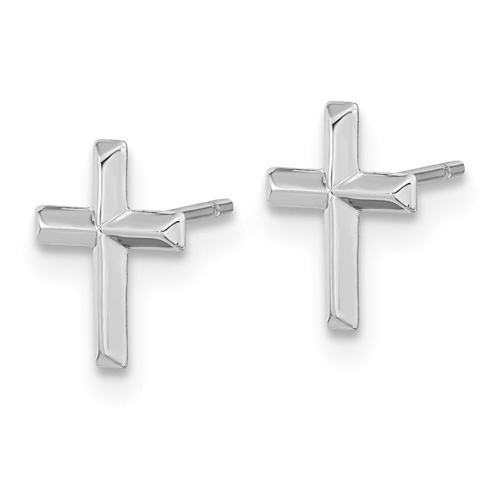 14k White Gold Polished Cross Stud Earrings Gift for Women