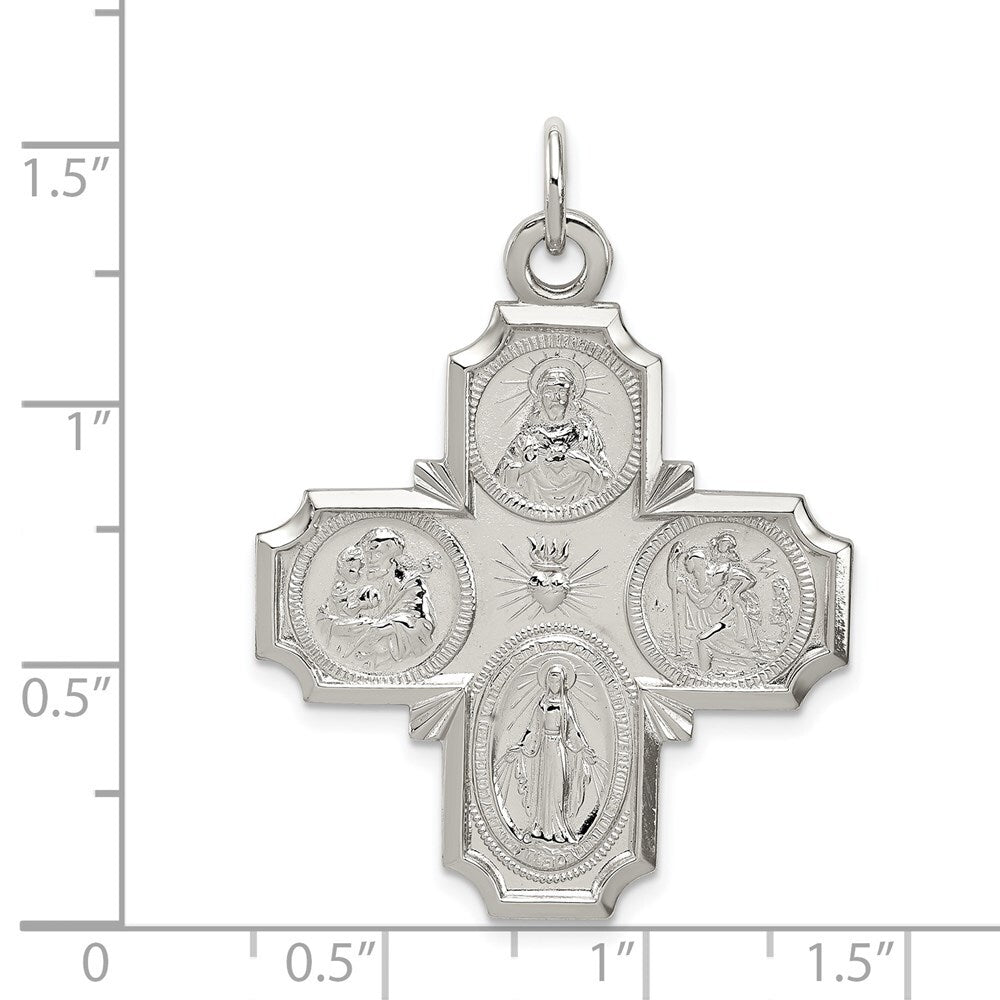 Sterling Silver 4-way Reversible Medal Pendant Holiday Gift for Women