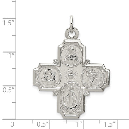 Sterling Silver 4-way Reversible Medal Pendant Holiday Gift for Women