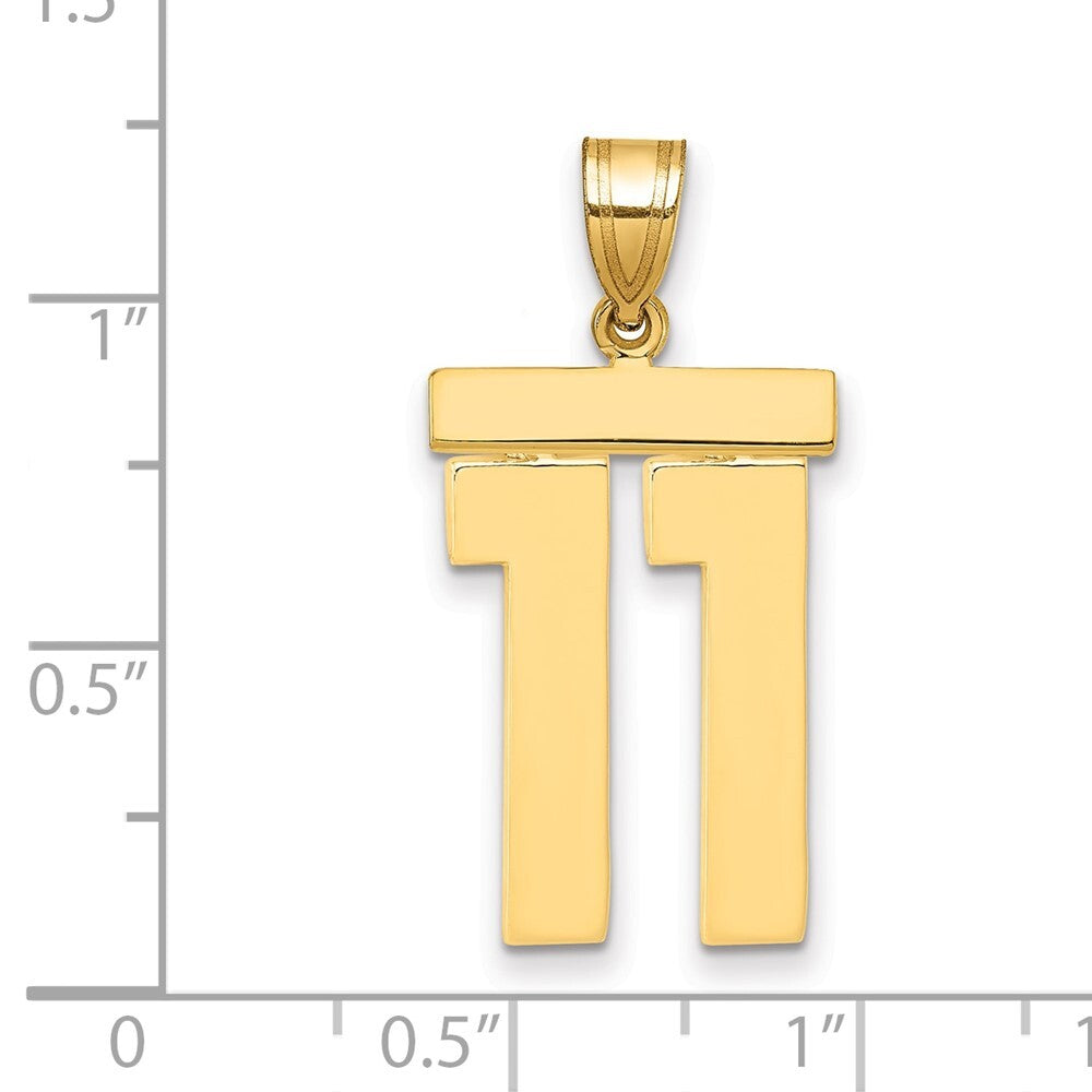 14k Yellow Gold Large Polished Number 11 Charm Pendant for Women