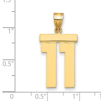 14k Yellow Gold Large Polished Number 11 Charm Pendant for Women