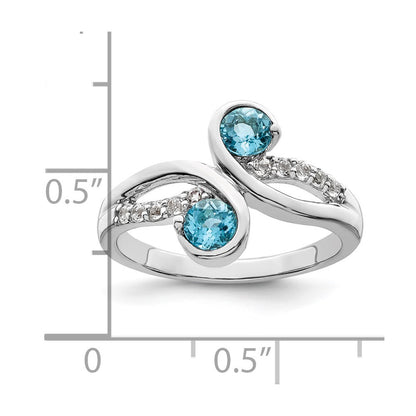 Sterling Silver Rhod-plated .8t.w. LSBT/White Topaz Swirl Ring Size 6