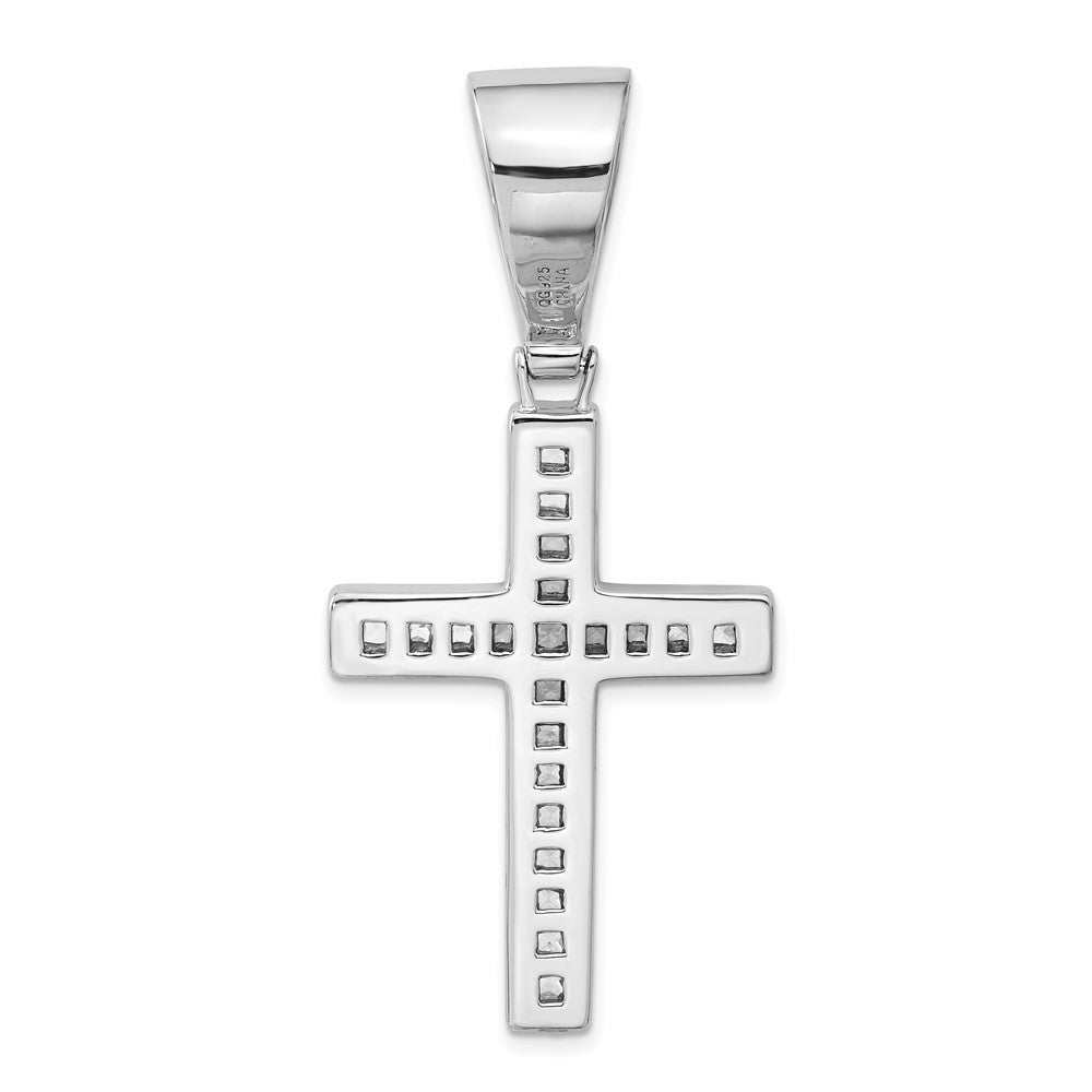 Sterling Silver Rhodium-plated Cubic Zirconia Cross Pendant