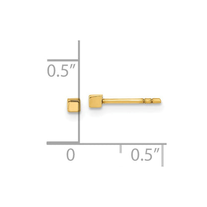 14k Yellow Gold Polished Cube Stud Earrings Gift for Women