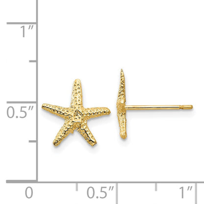 14k Yellow Gold Starfish Stud Earrings Gift for Women