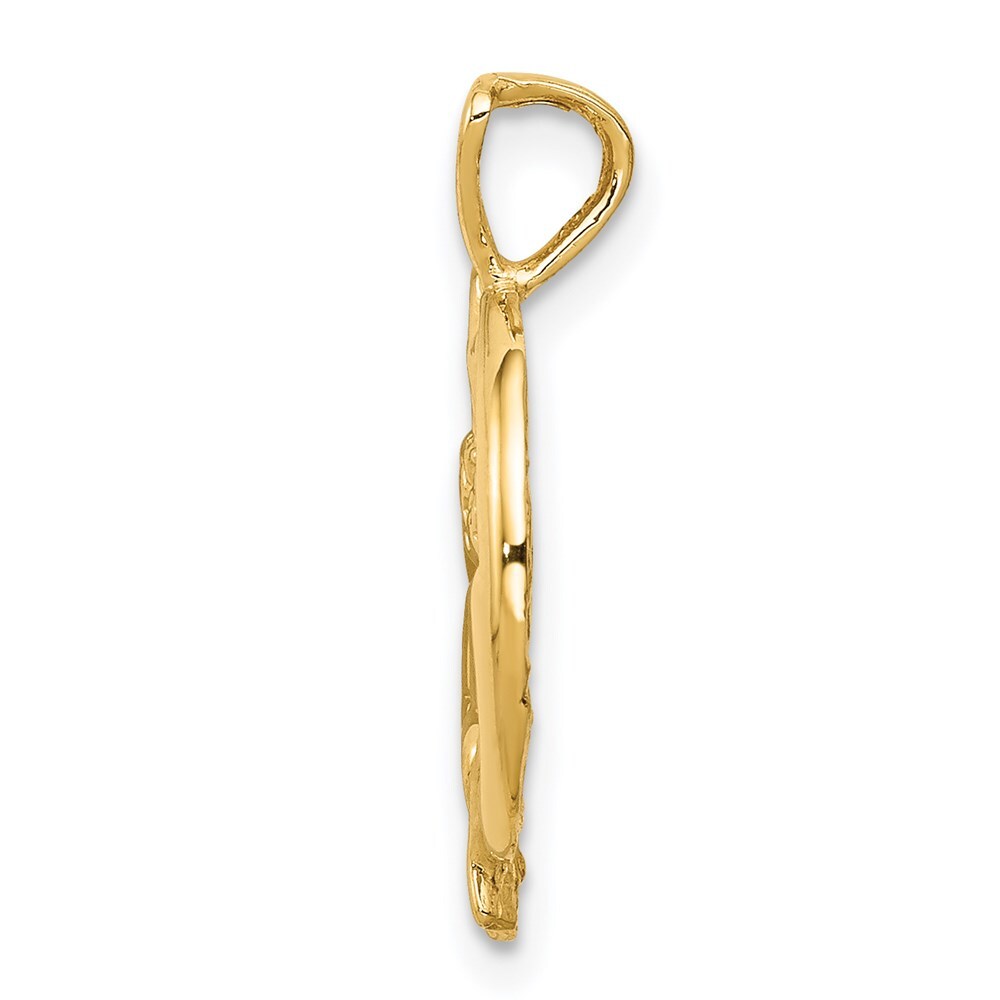14k Yellow Gold Angel, Moon and Star Pendant for Women