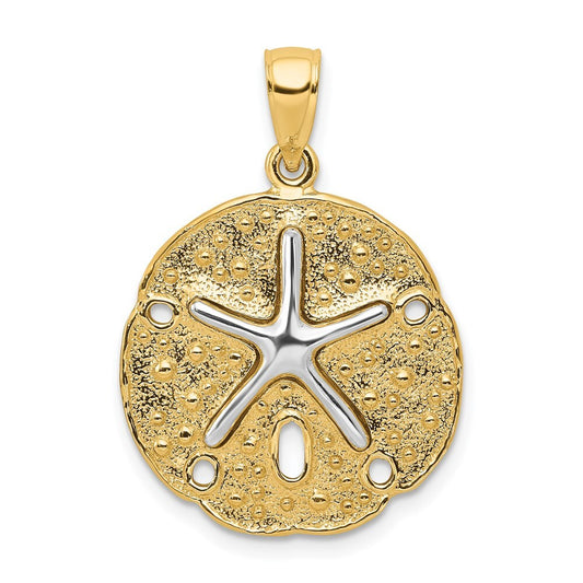14k Two-tone Gold Two Tone Sand Dollar  Starfish Pendant for Women