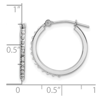 14K White Gold Diamond Fascination Polished Hoop Earrings Gift for Women