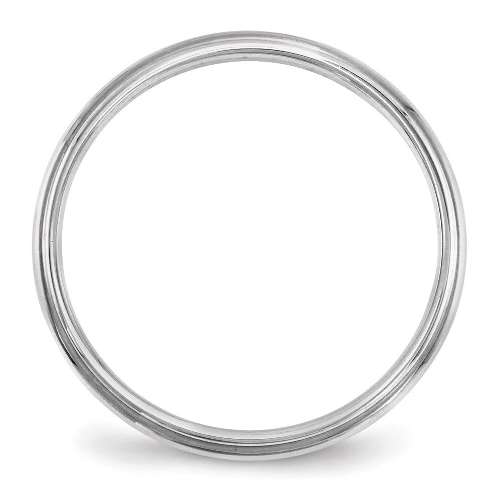 14k White Gold 2.5mm Half Round with Edge Wedding Band Size 8