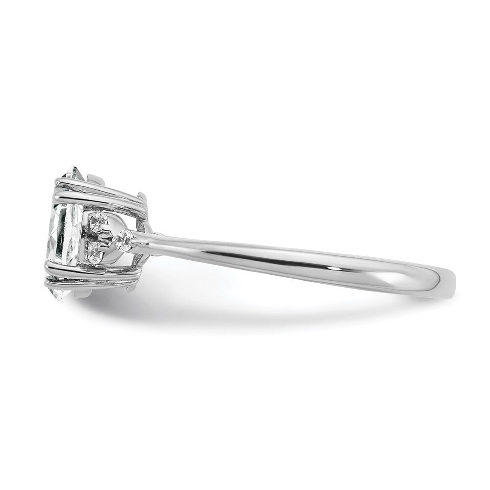 Sterling Silver Rhodium-plated White Topaz and Diamond Ring Size 6