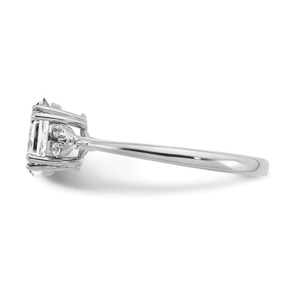 Sterling Silver Rhodium-plated White Topaz and Diamond Ring Size 6