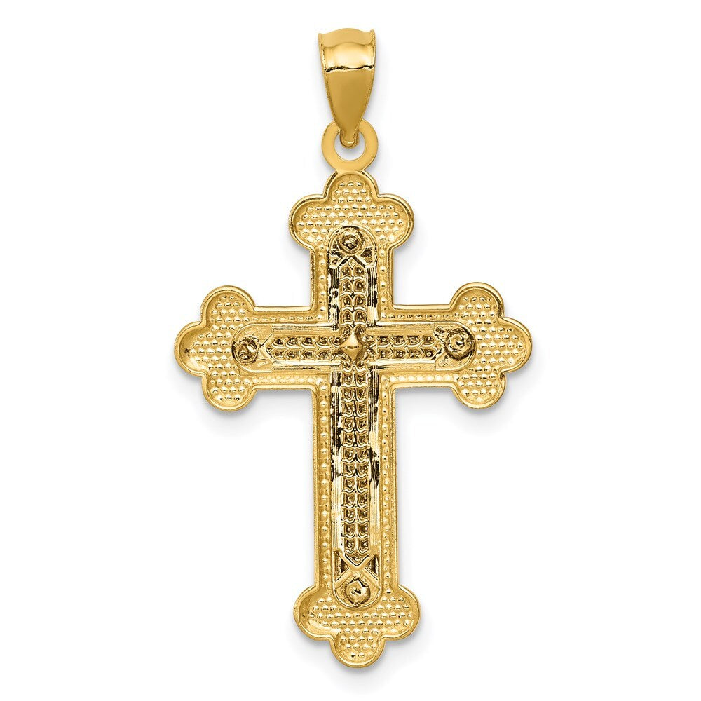 14k Two-tone Gold Budded Cross Pendant for Women