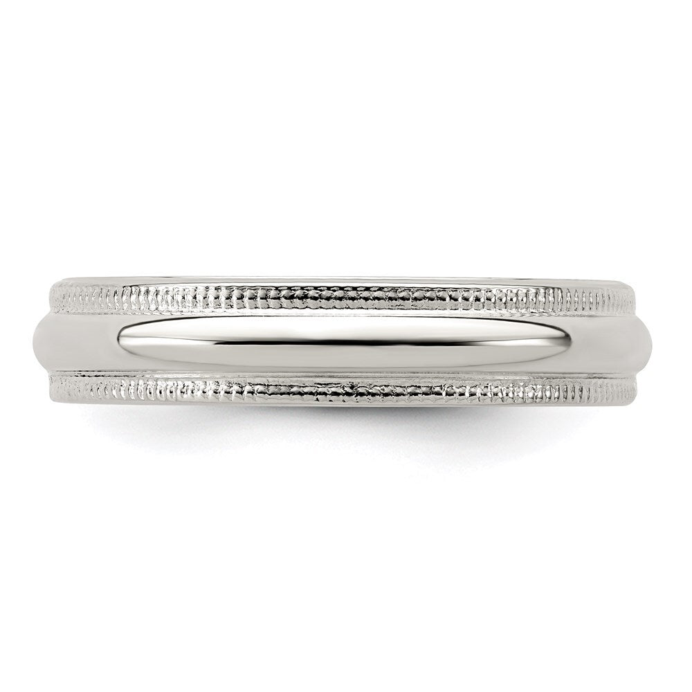 Sterling Silver 4mm Half Round Milgrain Size 5 Band Ring