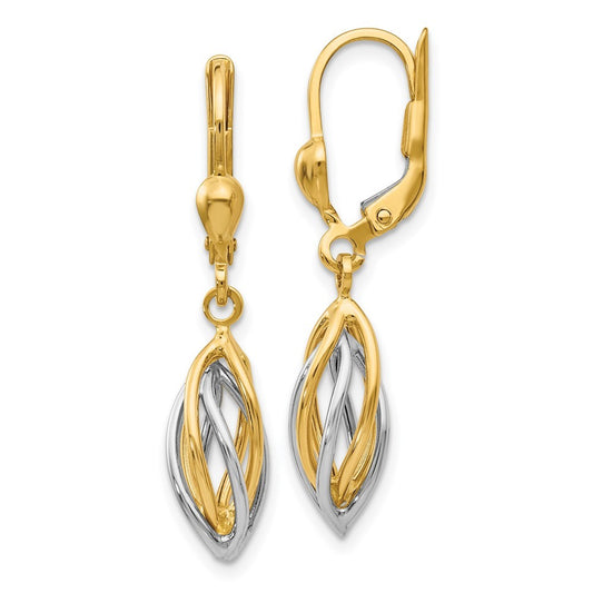 14K Two-Tone Polished Drop Dangle Earrings